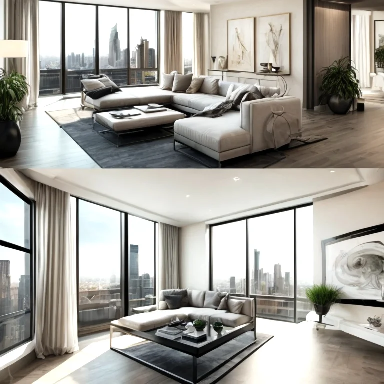 Luxurious high-rise apartment living room